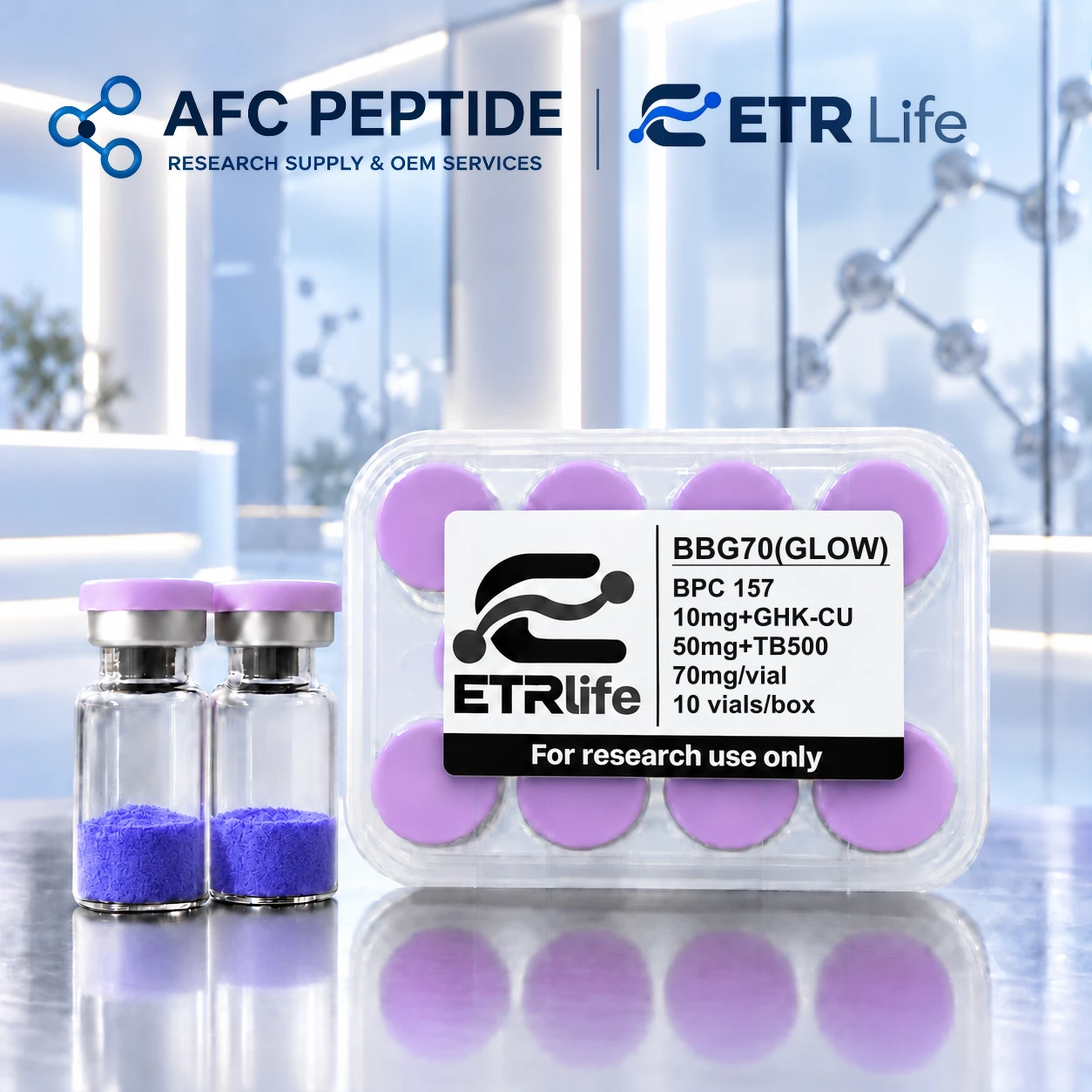 BPC 157 10mg+GHK-CU 50mg+TB500 research product packaging