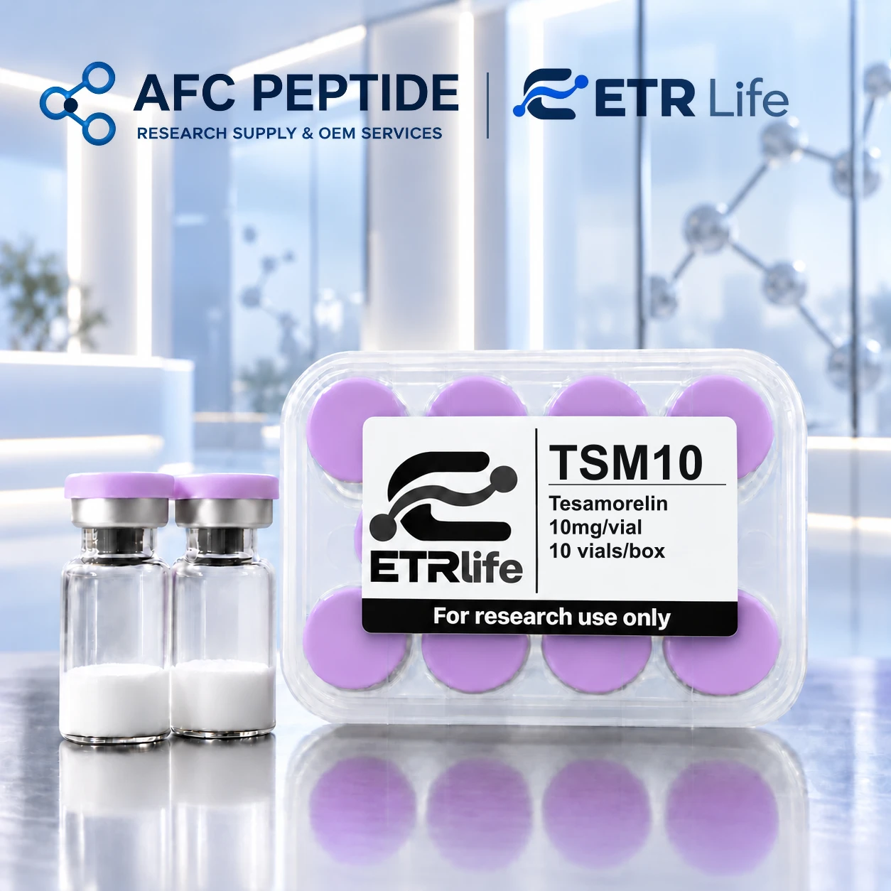 Tesamorelin research product packaging